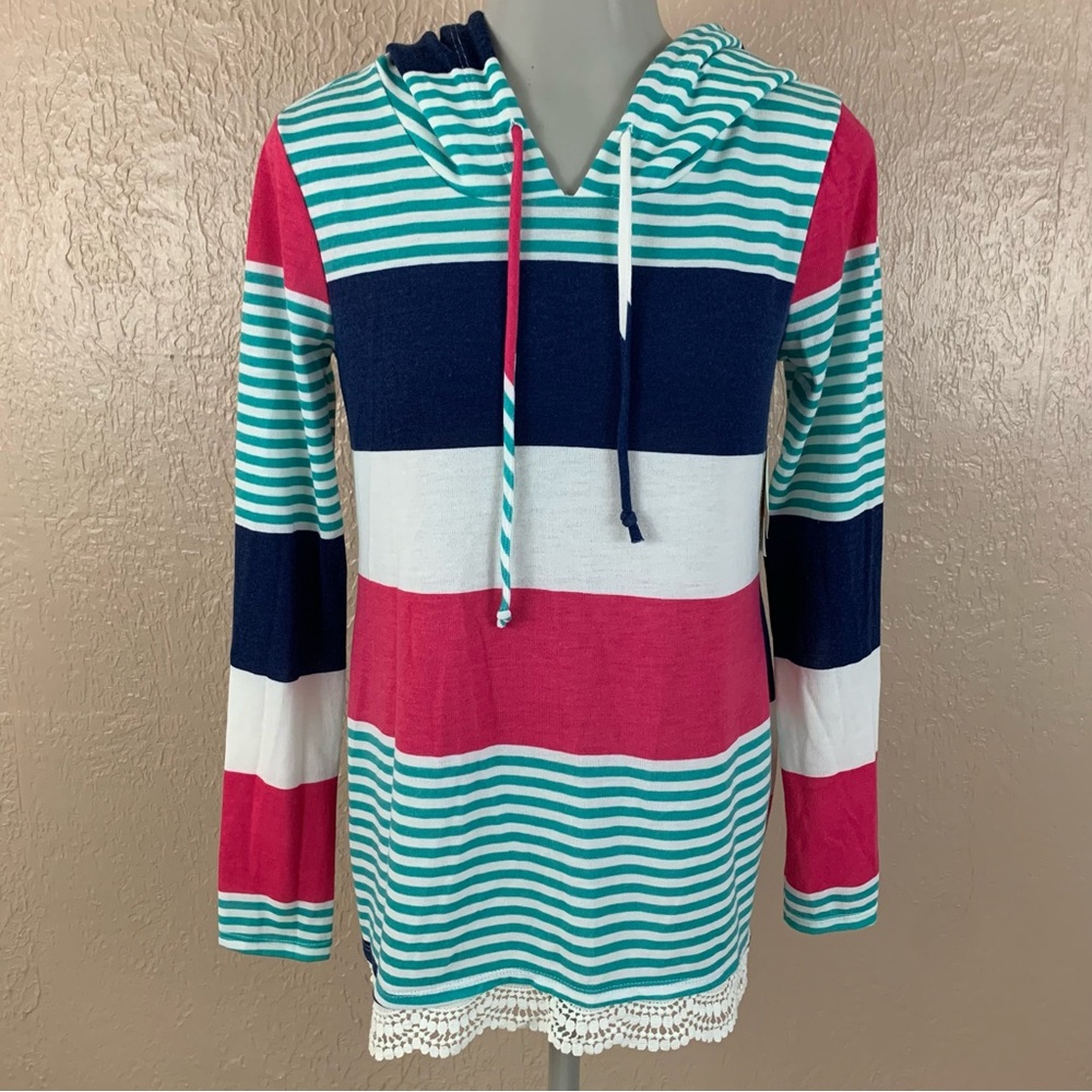 NEW Self Esteem Stripe Hooded Top